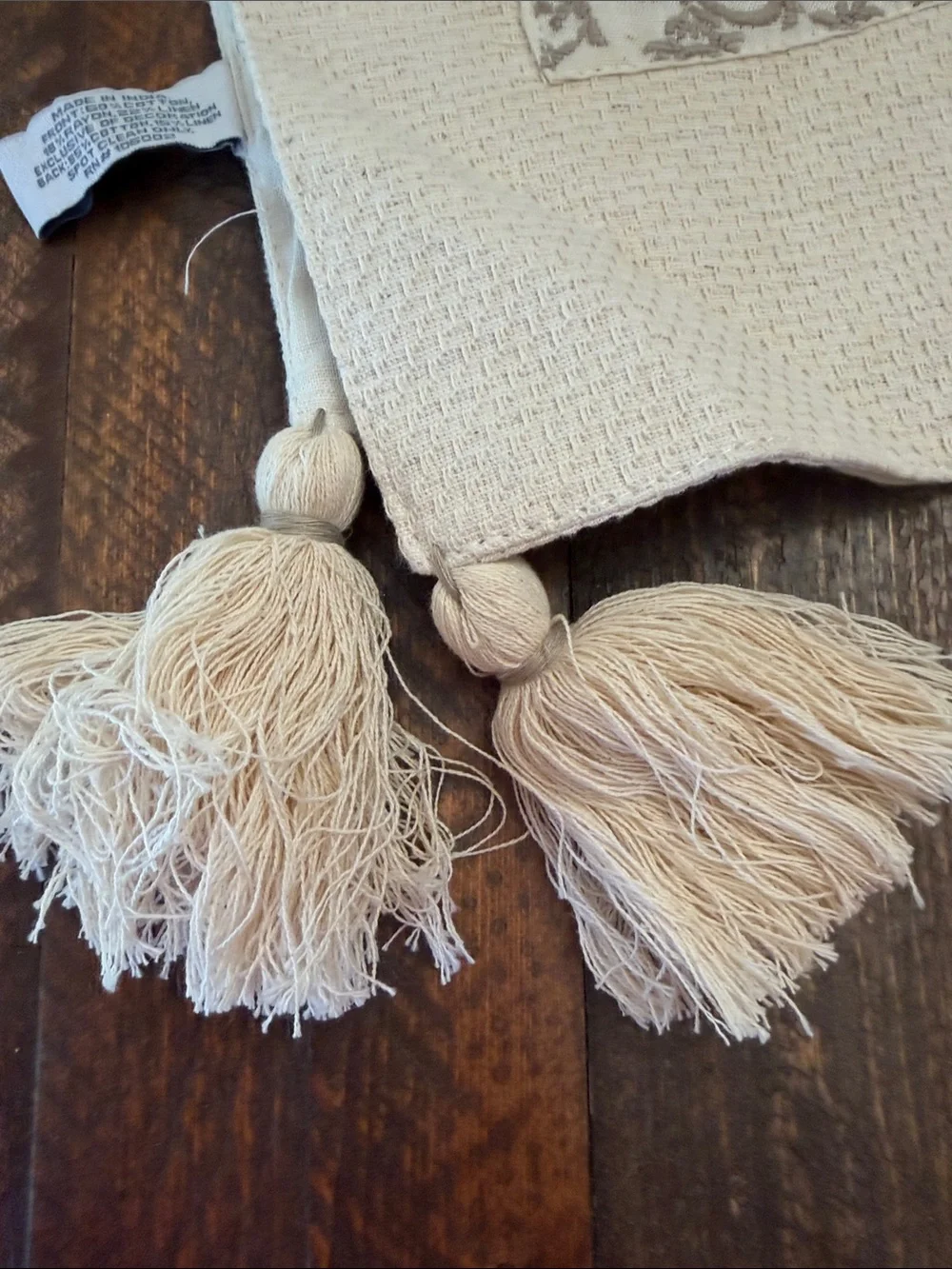 The Farmhouse Rachel Ashwell Embroidered Tassel Table Runner 70x16